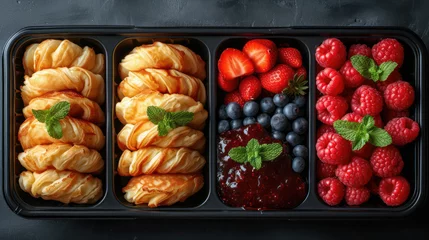 Foto op Plexiglas Food in a black plastic food divider box © EmmaStock