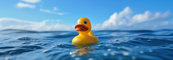 rubber duck on the sea, AI generated - obrazy, fototapety, plakaty
