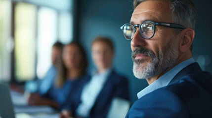 Business man listening to a discussion during a meeting