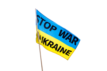Ukraine flag with peace stop war ukraine and russia with no background transparent background