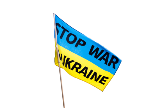 Ukraine flag with peace stop war ukraine and russia with no background transparent background