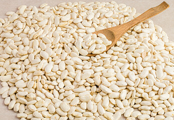 Healthy Cooking: White Beans with Wooden Spoon