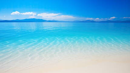 Tranquil Serene Beach with Clear Turquoise Waters and Sand Shore