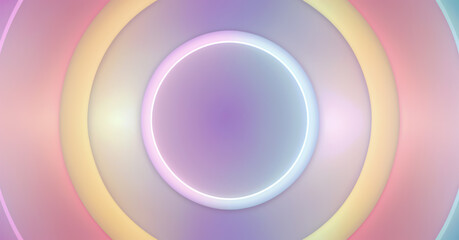 Obraz premium A series of concentric circles in pastel rainbow colors. Abstract background, wallpaper, backdrop.