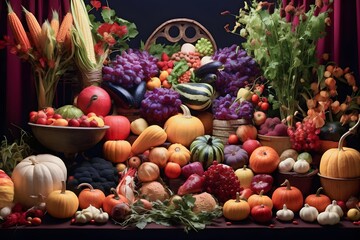 Naklejka na ściany i meble a variety of fresh fruit and vegetables