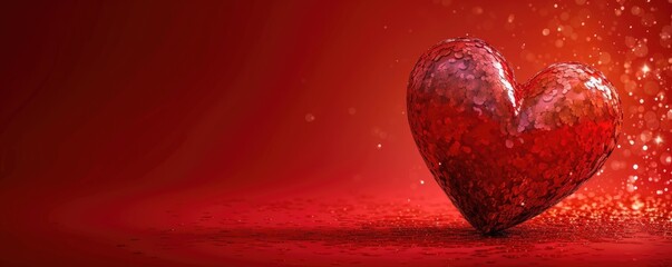 A dazzling red heart glistens with love and splashes of glitter, symbolizing the joy and passion of valentine's day amidst a beautiful backdrop.