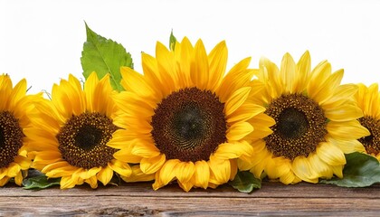 yellow sunflowers in a border arrangement isolated on white or transparent background - Powered by Adobe