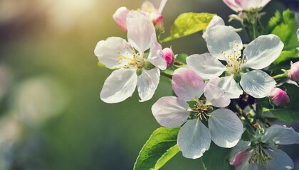 beautiful flowers on the apple tree in nature blossoming of cherry flowers in spring time natural floral seasonal background - obrazy, fototapety, plakaty