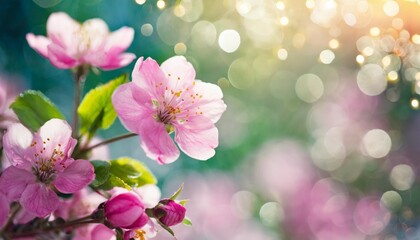 Fototapeta na wymiar pink spring flowers and bokeh