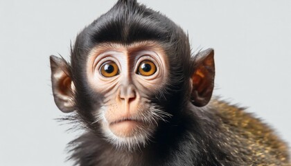 baby monkey shot isolated on transparent background cutout - obrazy, fototapety, plakaty