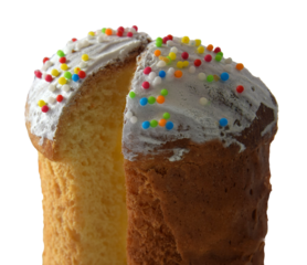 Image of panatton cake isolated on transparent, png. Traditional Italian Xmas cake. Fruitcake, Sweet bread. Pastry Dessert