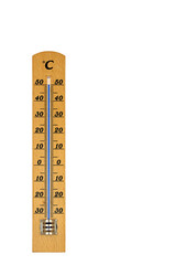 Zimmerthermometer vor weißem Hintergrund, 50 Grad