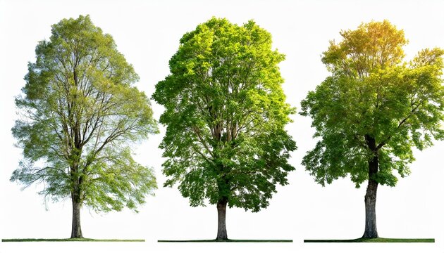 set of large trees sycamore platanus trees isolated png in sunny daylight on a transparent background perfectly cutout