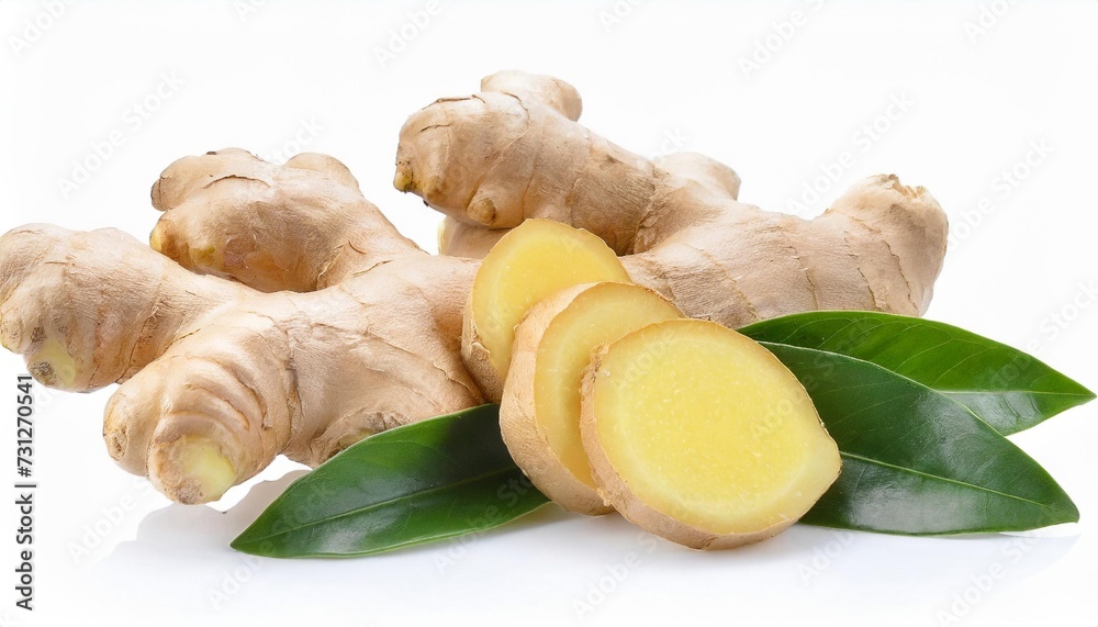 Wall mural ginger root isolated on white background