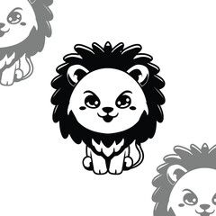 Fototapeta premium Cute lion face illustration isolated character