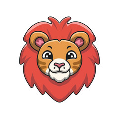 Cute lion face illustration isolated character vector wild cute cartoon