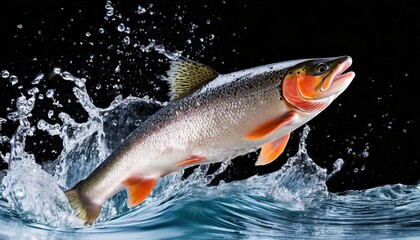 salmon fish jumping out of the water generated by