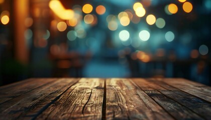 Blurred background at wooden table