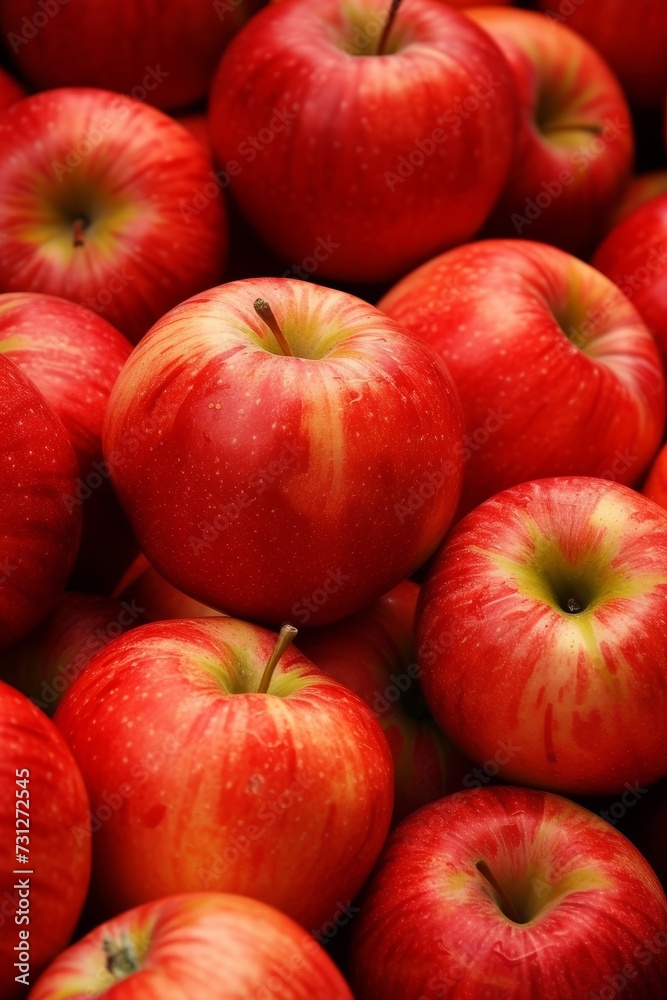 Poster Crimson Cascade: A Playful Array of Stacked Red Apples