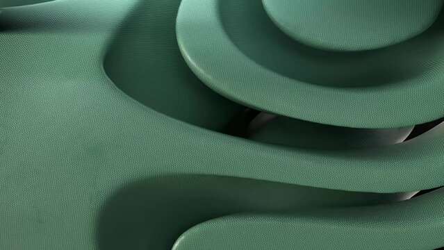 3D abstract loop organic wavy green design background, rubbery texture
