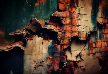 Red old brick wall. A close-up shot.
