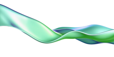 3d holographic liquid wave, iridescent chrome fluid silk fabric isolated on light background. Render of neon metal ribbon with rainbow gradient effect flying in motion. 3d vector geometric background.