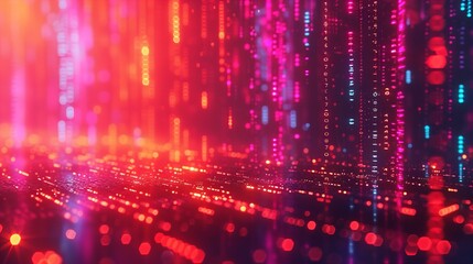 Fototapeta premium tech background with colorful lights, in the style of cryptidcore, red and purple, data visualization