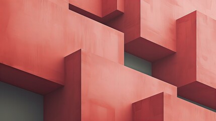 red abstract geometric shape geometric wallpaper, in the style of dreamlike architecture, soft atmospheric perspective