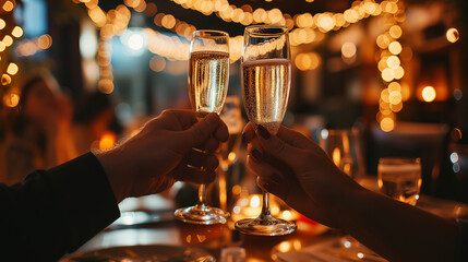 Cheers to romance, couple celebrates Valentine's Day with champagne - Powered by Adobe