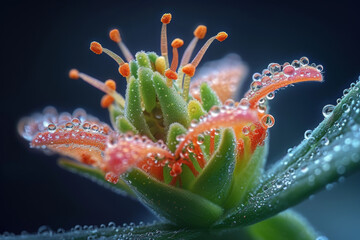 Macro shot of a plant's microscopic trichomes, showcasing the unseen textures that contribute to...