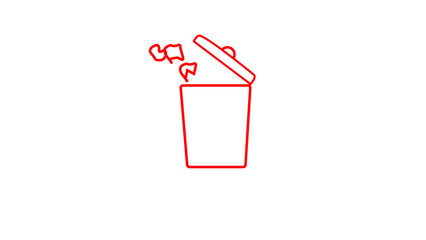 Throwing rubbish in dustbin, Trash can icon . Office trash icon  on background. Piece of crumpled paper falling into small black trash bin.