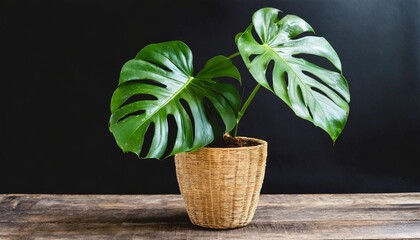 monstera leaf plant in pot isolated