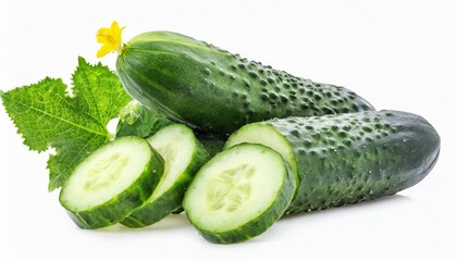 fresh cucumber isolated on white background with clipping path