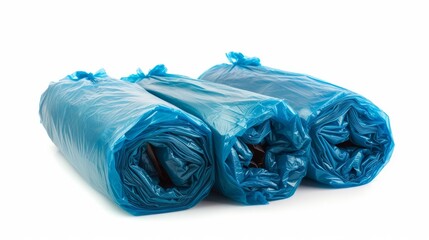 A roll of plastic garbage bags isolated on a white background