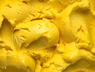 Close up of lemon or melon ice cream dessert.