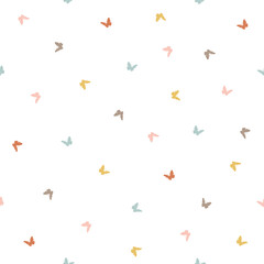 Cute pastel Butterfly seamless pattern on white background. Cute design for scrapbooking, decoration, cards, paper goods, background, wallpaper, wrapping, fabric and more. Vector Illustration