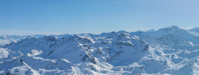 Winterpanorama Grünbergspitze mit Blick zu den hohen Zillertaler Bergen