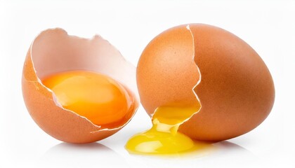 chicken egg broken egg isolated on white background