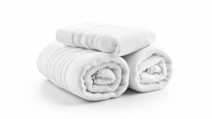 A set of white beach towels isolated on a white background