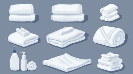 A simple set of towels and napkins related vector icons for your design - obrazy, fototapety, plakaty
