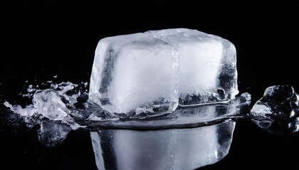 ice block isolated on a black background