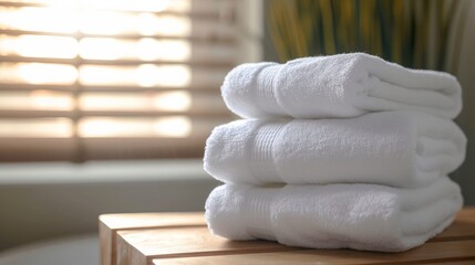 A stack of white spa towels