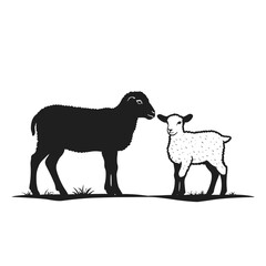 Lamb silhouette sheep farm animal vector illustration
