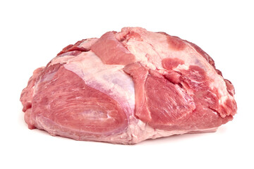Raw pork ham, pork leg, isolated on white background.