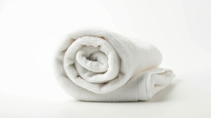 Fototapeta na wymiar A white towel isolated against a white background
