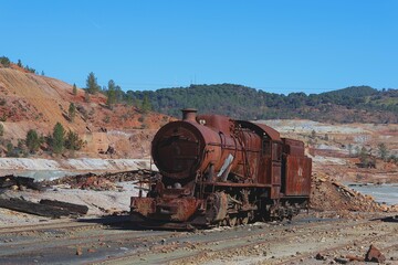 Old locomotive train in a mine, Huelva
