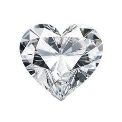 Heart shaped diamond isolated on transparent and white background. Symbol of love. Ideal for use in advertising. Generative ai