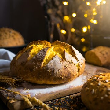 Miche de pain dans un fournil