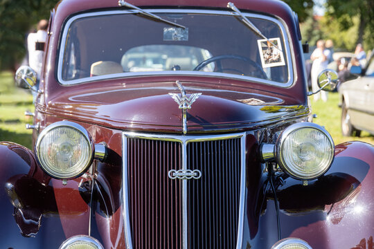 Weiterstadt, Germany September 24, 2023: DKW Auto-Union Wanderer W 24 in red-brown at Chromblitz in Weiterstadt at Braunshardt Castle