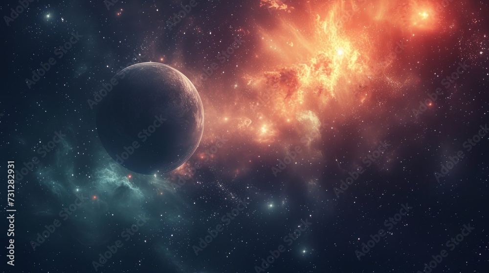 Sticker minimalist celestial bodies and phenomena create a serene and captivating scene